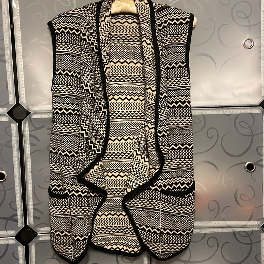 Zio Black & Tan Sweater Vest w/Pockets